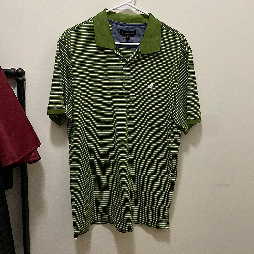 BANANA REPUBLIC | Green Stripe Golf Polo
